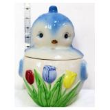 Vintage 8in bluebird w/ tulips cookie jar
