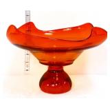 MCM Viking persimmon orange pedestal bowl