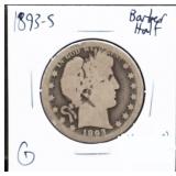 1893S barber half dollar