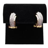 Pair diamond half hoop earrings