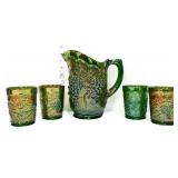 5 piece IG green carnival grape pattern water set