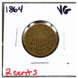 1864 2 cent coin