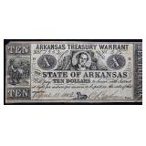 1862 Arkansas $10 Treasury Warrant