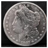 1887O Morgan silver dollar