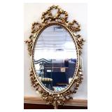 Vintage oval 37x22.5 gold frame mirror