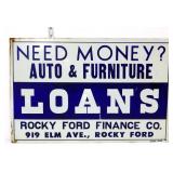 Vntg metal 21.5x14 Auto Furniture Loans sign