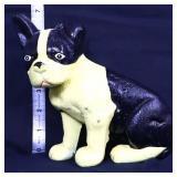 7in cast iron black/white dog doorstop