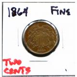 1864 2 cent coin