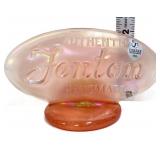 Fenton oval pink iridescent dealer sign