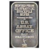 1 troy ounce 1981 San Francisco silver bar