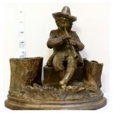 Vintage redware boy with horn cigar holder