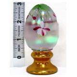 Fenton iridescent egg w/ purple/white flowers