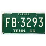 1966 Tennessee Farmer license plate