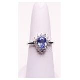 PEAR CUT TANZANITE RING, LAB GROWN