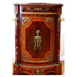 French marble top corner 1 door cabinet