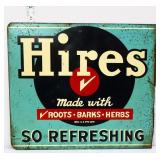 Vntg metal dbl side 13.75x12 Hires Root Beer sign