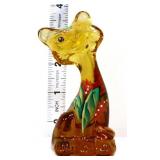 Fenton 3in amber floral FAGCA happy cat figure