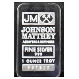 1 troy ounce Johnson Matthey silver bar
