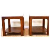 Pair MCM end tables w/ smoked glass tops see pics
