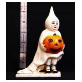 Cast iron ghost child w/ pumpkin bank