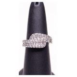 STERLING WHITE TOPAZ PAVE RING, LAB GROWN