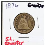 1876 seated liberty quarter