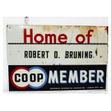 Vntg metal 18x12 Home Of Co-Op Member sign