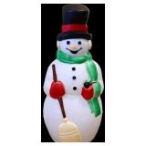 Vntg 39in snowman in black hat blow mold NO SHIP