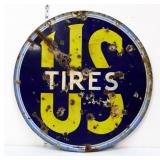 Vntg porcelain dbl side 24in US Tires sign