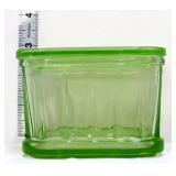 Vntg square green depression fridge dish w lid