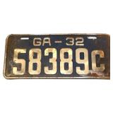 1932 Georgia license plate