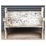 Vintage painted white church pew bench
