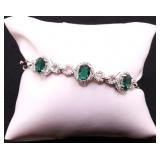 Oval cut emerald bangle bracelet, lab created