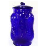 Cobalt glass Planters Peanuts canister