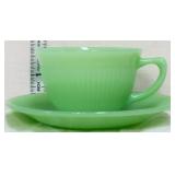 Vntg Fire King jadeite jane ray cup & saucer