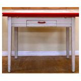 Vintage red/white porcelain top table