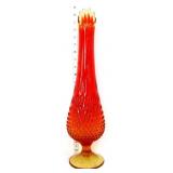 MCM 19in amberina hobnail swung vase
