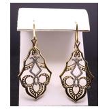 Pair diamond dangle earrings