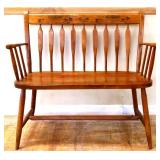 Vintage wood bench w/ stencil back