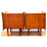 Pair MCM 1 door nightstands