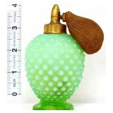 Fenton green opalescent hobnail perfume bottle