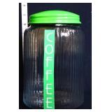 Glass coffee jar w/ green metal lid
