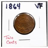 1864 2 cent coin