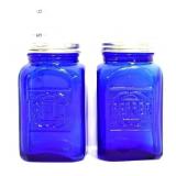 Pair cobalt glass salt/pepper shakers