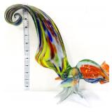 Colorful art glass 10in bird figure
