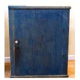 Primitive blue paint 1 door cabinet