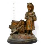 Vintage redware girl w/ bird cigar holder