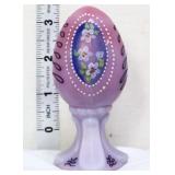 Fenton blue burmese floral & scroll egg