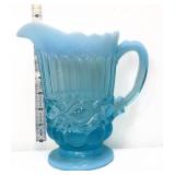 8in blue opalescent eye winker pitcher
