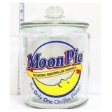 Glass round Moon Pie canister w/ glass lid